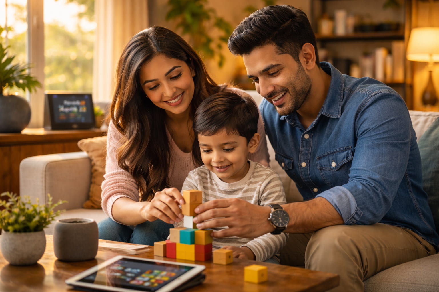 Modern family using technology